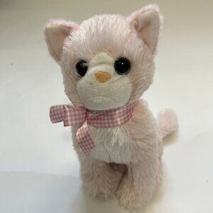 Ty Classic 2014 DUCHESS Pink & White Kitty Cat 10" Gingham Bow Blue Eyes plush